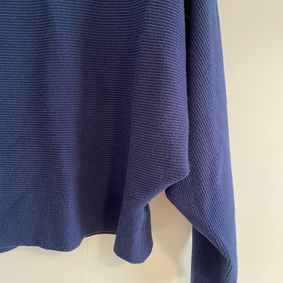 Blue Ribbed Knit Boatneck Sweater - Picture 2 of 2